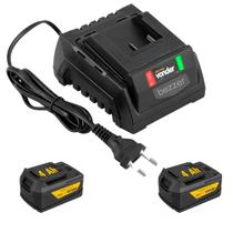 Kit Carregador + 2 x Bateria 4 Ah Vonder Para Ferramenta Linha Intercambiável Convencional Kit Carregador + 2 x Bateria 4 Ah Vonder Para Ferramenta Linha Intercambiável Convencional