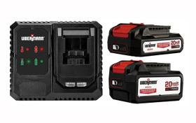 Kit Carregador 20V 220V com 1 Bateria 2.0 Ah + 1 Bateria 4.0 Ah Ubermann Kit Carregador 20V 220V com 1 Bateria 2.0 Ah + 1 Bateria 4.0 Ah Ubermann