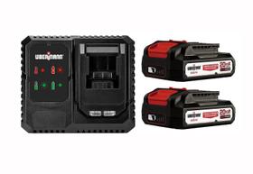 Kit Carregador 20V 220V com 2 Baterias 2.0Ah Ubermann Kit Carregador 20V 220V com 2 Baterias 2.0Ah Ubermann