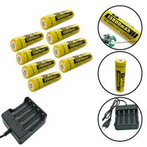 Kit Carregador 4 Carga + 8 Cargas 15800mAh 3.7V P/ Lanternas