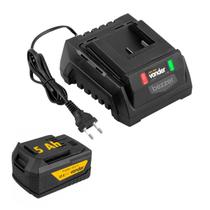 Kit Carregador + Bateria 5 Ah Vonder Para Ferramenta Linha Intercambiável Convencional