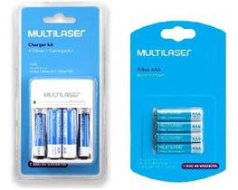 Kit Carregador Bivolt Multi Cb045 Mais 8 Pilhas Recarregáveis AA/AAA