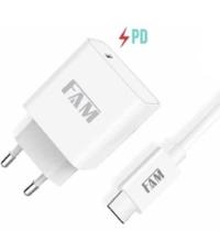 Kit carregador + cabo tipo c/tipo c 1 usb 20w fkt-pd52c fam Kit carregador + cabo tipo c/tipo c 1 usb 20w fkt-pd52c fam