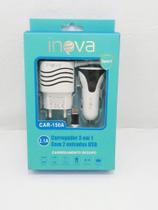 kit Carregador Celular Casa e Veicular 3 EM 1 COM 2 USB INOVA CAR-150A