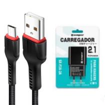 Kit Carregador compatível com Motorola G5 - Cabo Micro USB V8 e Fonte