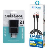 Kit Carregador compatível com Samsung Galaxy J1 - Cabo Micro USB V8 e Fonte