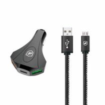 Kit Carregador compatível com Veicular Tank e Cabo Turbo Militar Micro USB V8 Gshield