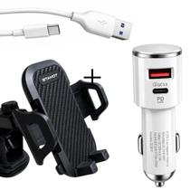Kit Carregador de Carro 40w Turbo com Cabo para Carregamento e um Suporte Extensível Firme e Estável para GPS