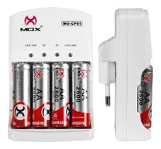 Kit Carregador de Pilha + 4 Pilhas AA Recarregaveis 2A Microfone Camera Controle Xbox - MOX