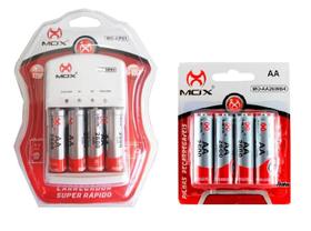 Kit Carregador De Pilha AA/AAA + 8 Pilhas AA Recarregáveis 2600mah Rápido Automático