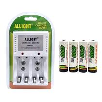 Kit Carregador De Pilhas AA/AAA/Bateria 9v Recarregáveis