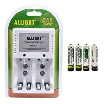 Kit Carregador De Pilhas AA/AAA/Bateria 9v Recarregáveis