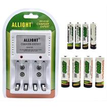 Kit Carregador De Pilhas AA/AAA/Bateria 9v Recarregáveis