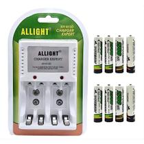 Kit Carregador De Pilhas AA/AAA/Bateria 9v Recarregáveis