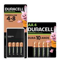 KIT Carregador de Pilhas AA e AAA Duracell - Com 8 Pilhas Rec AA KIT Carregador de Pilhas AA e AAA Duracell - Com 8 Pilhas Rec AA