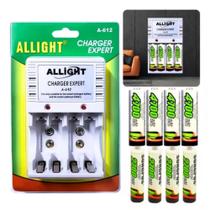 Kit Carregador de Pilhas Allight Rápido Bivolt + 8 pilhas AA e AAA Kit Carregador de Pilhas Allight Rápido Bivolt + 8 pilhas AA e AAA