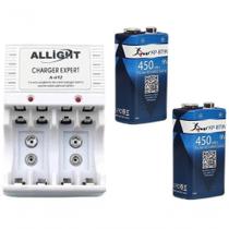 Kit Carregador De Pilhas-bateria + 2 Baterias 9v Recarregaveis
