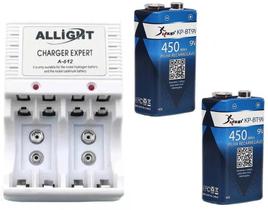 Kit Carregador De Pilhas/Bateria + 2 Baterias 9V Recarregaveis Kit Carregador De Pilhas/Bateria + 2 Baterias 9V Recarregaveis