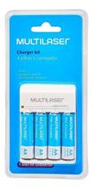 Kit Carregador De Pilhas Multilaser COM 4 Pilhas AA Recarregáveis
