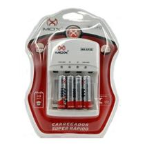 Kit Carregador De Pilhas Para 4 Pilhas Aa, Aaa E Bateria 9v + Pilhas AAA 1000MAH C/4 MOX MO-CP52