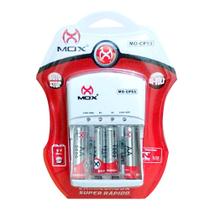 Kit Carregador de Pilhas Universal AA e AAA MOX + 2 Pilhas Médias AA e 2 Pilhas Palito AAA Kit Carregador de Pilhas Universal AA e AAA MOX + 2 Pilhas Médias AA e 2 Pilhas Palito AAA