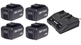 Kit Carregador Duplo 18v e 4 Baterias 4 ah Wesco Kit Carregador Duplo 18v e 4 Baterias 4 ah Wesco