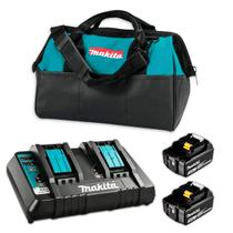 Kit Carregador Duplo DC18RD Makita Com Duas Baterias BL1830B Com Bolsa Para Ferramentas 18V LXT Uso Profissional Carregamento Rapido Original Completo