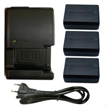 Kit Carregador e 3 Baterias NP FW50 Para Câmeras Sony Alpha A5000 A6000 A7 A7R