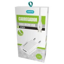 Kit Carregador e Cabo Micro USB V8 3.1A - KT603X Branco Kimaster