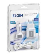 KIT Carregador Elgin Tomada Veicular Cabo microUSB 1 M- BRANCO