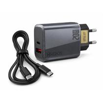 Kit Carregador Hrebos Premium CRG-264CC 20W PD Maxion Charge USB-C + USB-C com Cabo Tipo C 60W Super Fast Charge Preto Kit Carregador Hrebos Premium CRG-264CC 20W PD Maxion Charge USB-C + USB-C com Cabo Tipo C 60W Super Fast Charge Preto