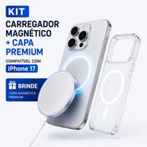 Kit Carregador Magnético e Capa Premium Protetora Compatível com iPhone 17