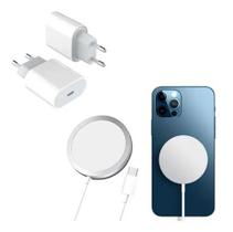 Kit Carregador Magnético Magsafe Indução E Fonte 20w Para iPhone