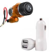 Kit Carregador Mais Acendedor 12v Automotivo Laranja