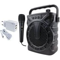 Kit Carregador Micro Usb 20w Cabo Removível 91cm Bivolt Automático e Caixinha de Som Potente 12w Bluetooth com Microfone