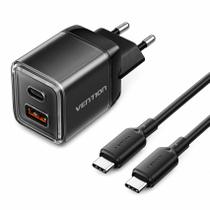 Kit Carregador Parede Turbo Celular Vention 2x1 Usb A+C 30w Kit Carregador Parede Turbo Celular Vention 2x1 Usb A+C 30w