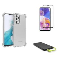 Kit Carregador Portátil 10.000mAH Galaxy A23 + Capa + Película De Vidro 3D