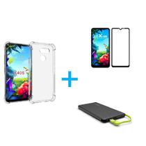 Kit Carregador Portátil 10.000mAH LG K40s + Capa + Película De Vidro 3D