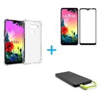 Kit Carregador Portátil 10.000mAH LG K50s + Capa + Película De Vidro 3D