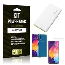 Kit Carregador Portátil 10K Tipo C Galaxy A50 Powerbank + Capa Anti Impacto + Película - Armyshield