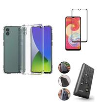 Kit Carregador Portátil BlueStar 10.000mAH Samsung Galaxy A04e + Capa + Película De Vidro 3D