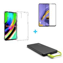 Kit Carregador Portátil Moto G9 Plus + Capa + Película De Vidro 3D