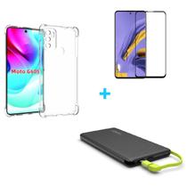 Kit Carregador Portátil Motorola Moto G60s + Capa + Película De Vidro 3D