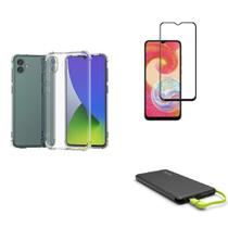 Kit Carregador Portátil Samsung Galaxy A04e + Capa + Película De Vidro 3D