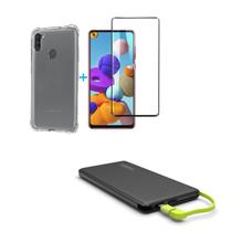 Kit Carregador Portátil Samsung Galaxy A11 + Capa + Película De Vidro 3D