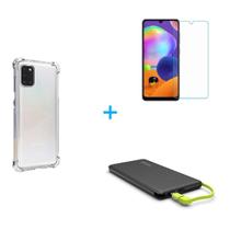 Kit Carregador Portátil Samsung Galaxy M21s + Capa + Película De Vidro 3D - Hrebos