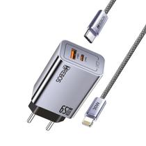 kit Carregador Rápido 65W Hrebos CRG229CI USBC Cinza Compatível para iPhone iOS Turbo Power kit Carregador Rápido 65W Hrebos CRG229CI USBC Cinza Compatível para iPhone iOS Turbo Power