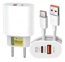 Kit Carregador Super Turbo 40W Porta Dupla (USB-A + USB-C) Compativel Iphone 15/16/17