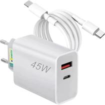 Kit Carregador Super Turbo 40W Porta Dupla (USB-C + USB-A) + Cabo USB Tipo C