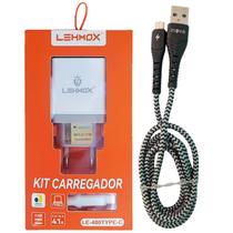 Kit Carregador Tipo-C 20w Cabo Removível 90cm Bivolt Automático e Cabo Micro Usb Trançado 1 Metro 3.4a - Reling